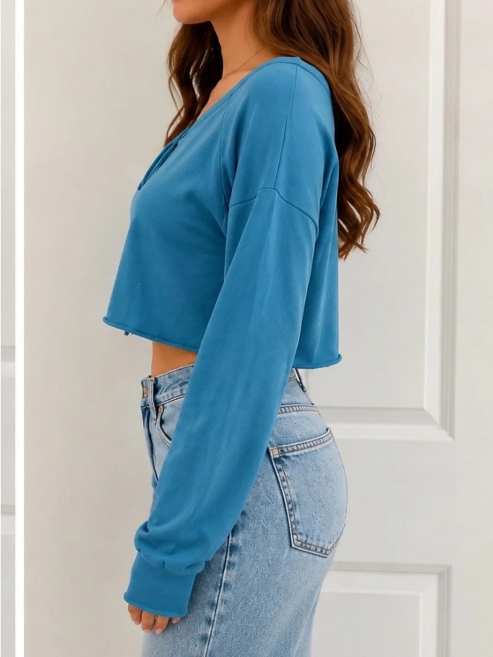 HALARA Blue Cropped Sweatshirt